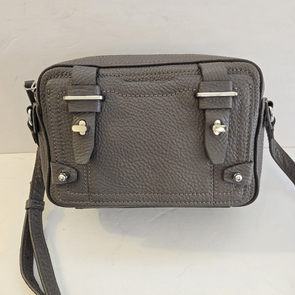 Etienne Aigner 100% Leather Mini Stag Camera Crossbody Bag Purse* Taupe